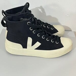 Veja Wata ll Women's Canvas Black Pierre High Top Sneakers Size 8